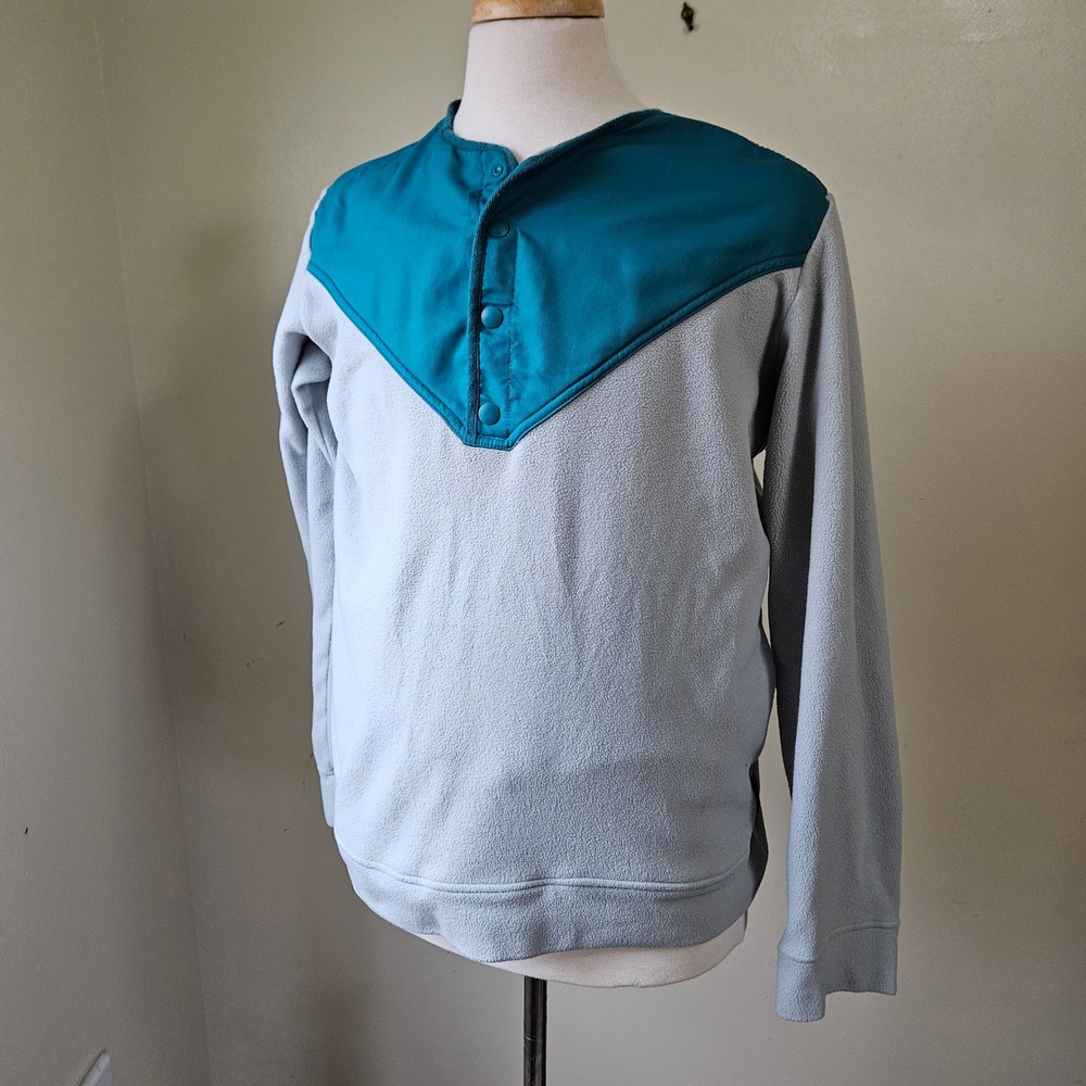 Cotopaxi Fleece Pullover Sweater Teal Colorblock Snap Neck‎ Blue Teal Mens XL